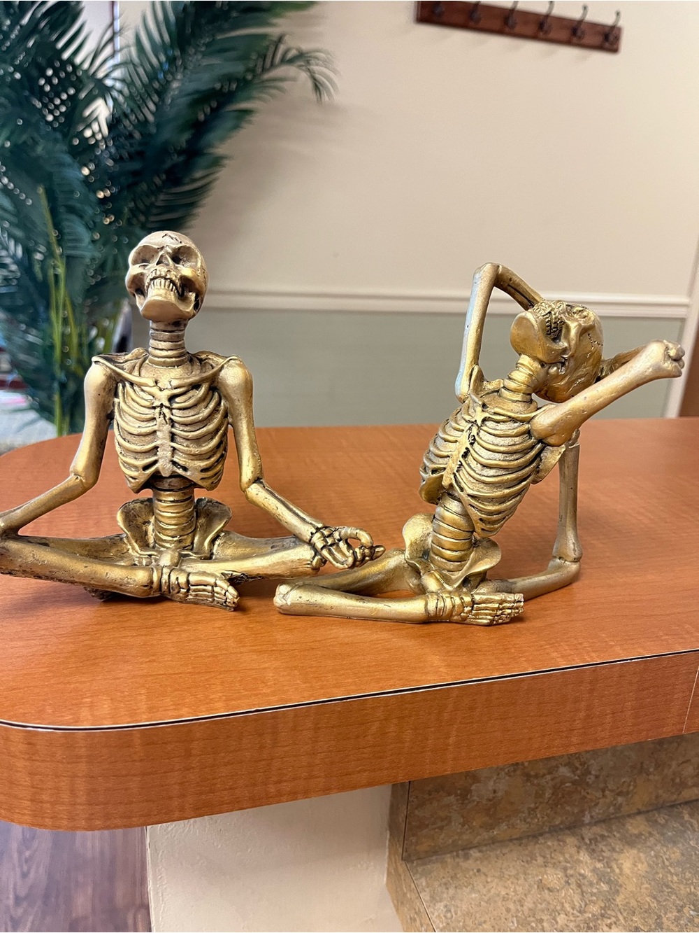 Gold Skeleton Yoga Figurines - Set of 2